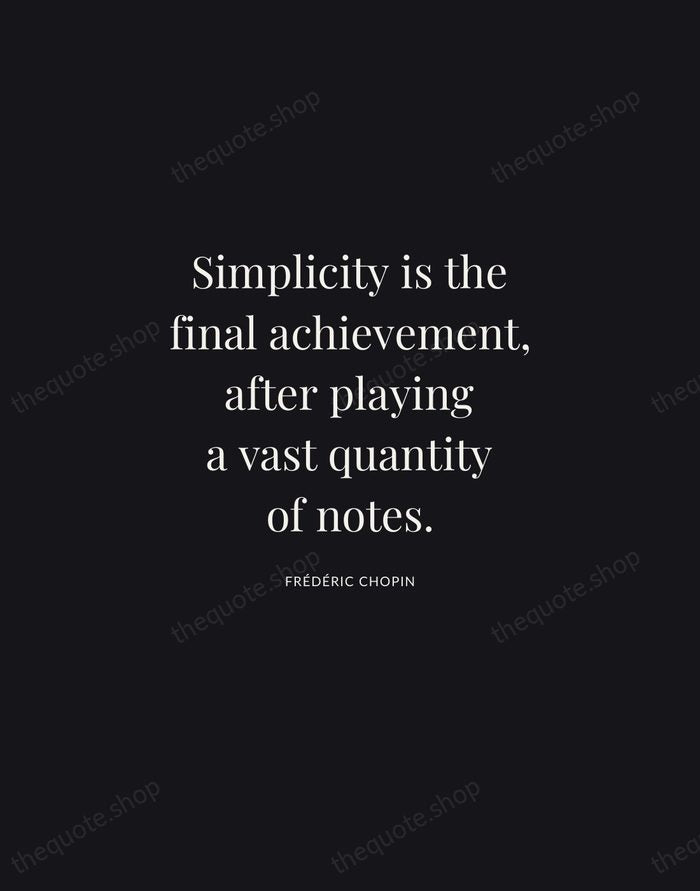 Simplicity is the final achievement, after playing a vast quantity of notes. — Frédéric Chopin | Printable Wall Art — Midnight Serif
