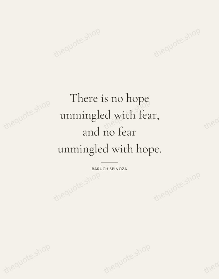 There is no hope unmingled with fear, and no fear unmingled with… — Baruch Spinoza — Gallery Rule