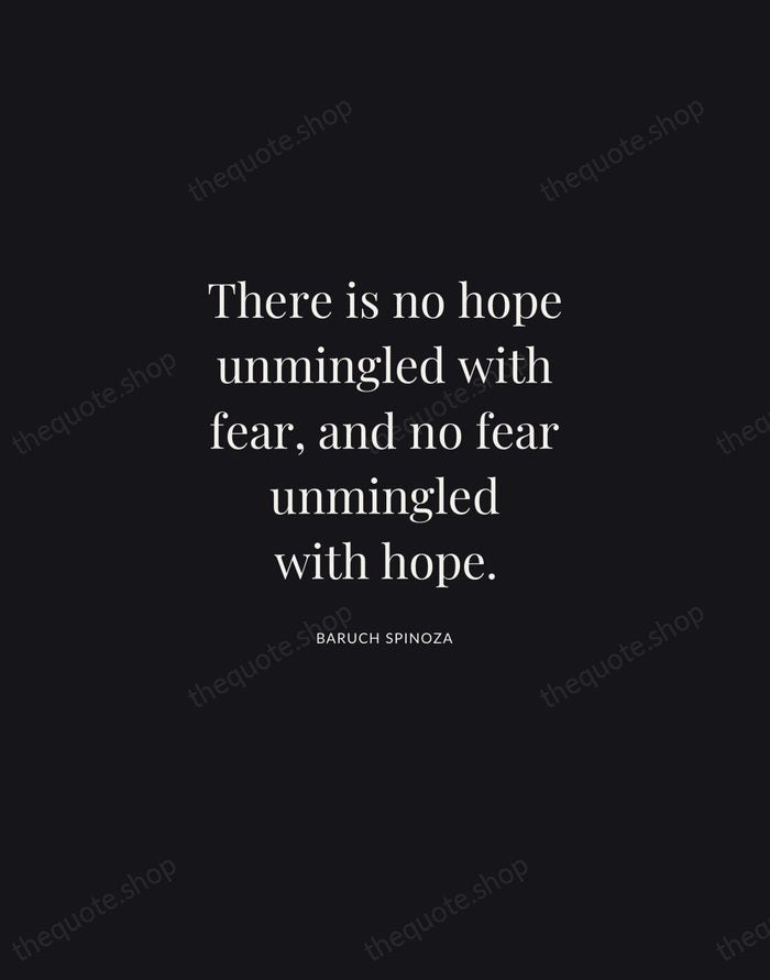 There is no hope unmingled with fear, and no fear unmingled with… — Baruch Spinoza | Printable Wall Art — Midnight Serif