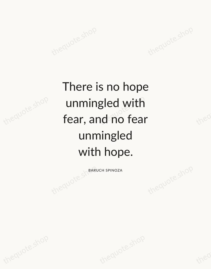There is no hope unmingled with fear, and no fear unmingled with… — Baruch Spinoza — Modern Sans Calm