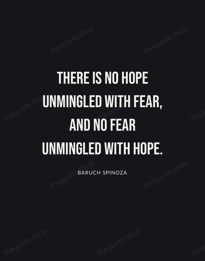 There is no hope unmingled with fear, and no fear unmingled with… — Baruch Spinoza | Printable Wall Art — Poster Condensed
