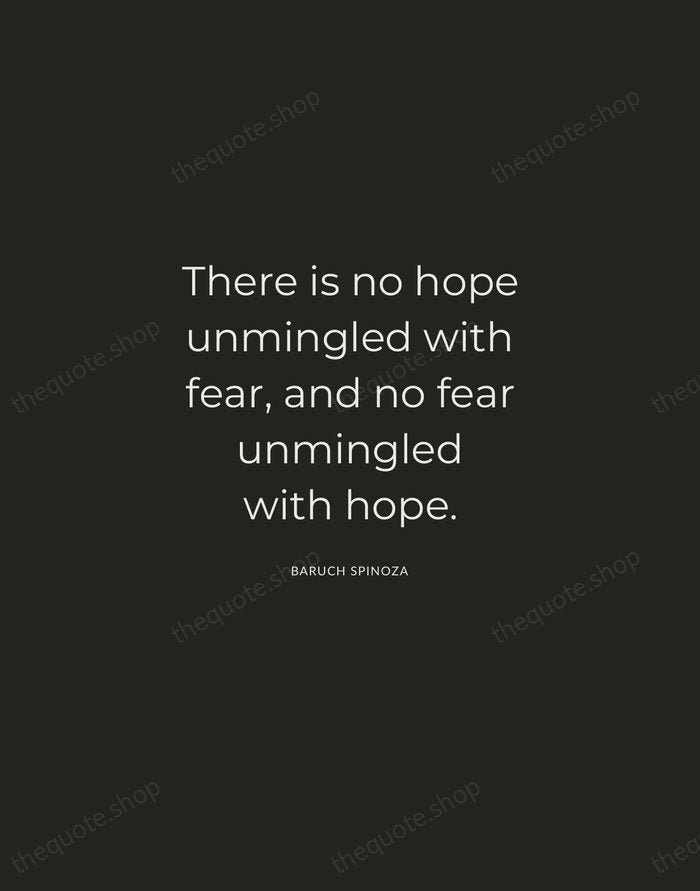 There is no hope unmingled with fear, and no fear unmingled with… — Baruch Spinoza — Charcoal Sans