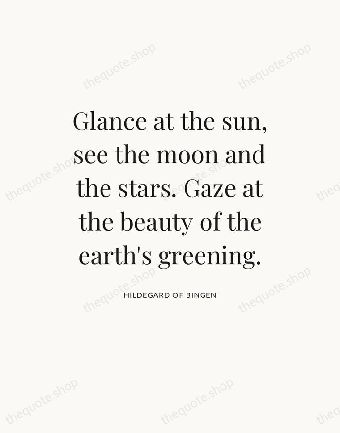 Glance at the sun, see the moon and the stars. Gaze at… — Hildegard of Bingen — Statement Serif