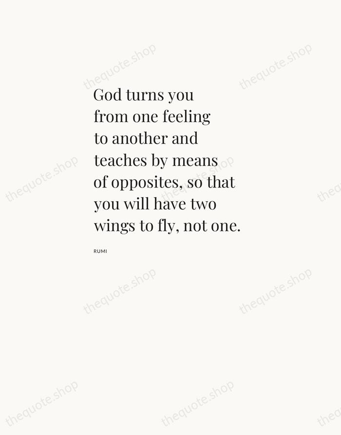 God turns you from one feeling to another and teaches by means… — Rumi — Asymmetric Left