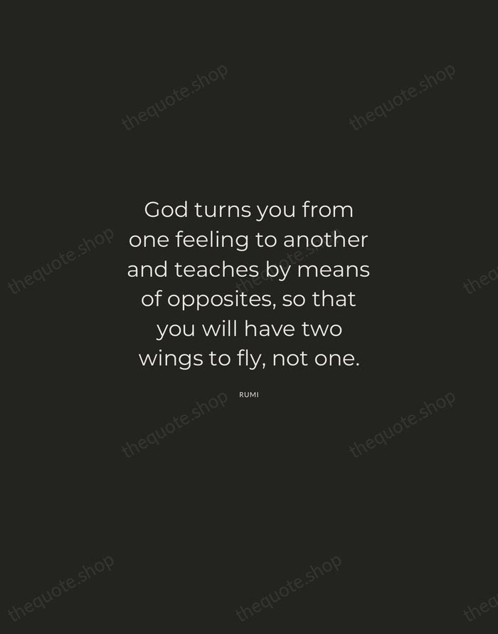 God turns you from one feeling to another and teaches by means… — Rumi — Charcoal Sans