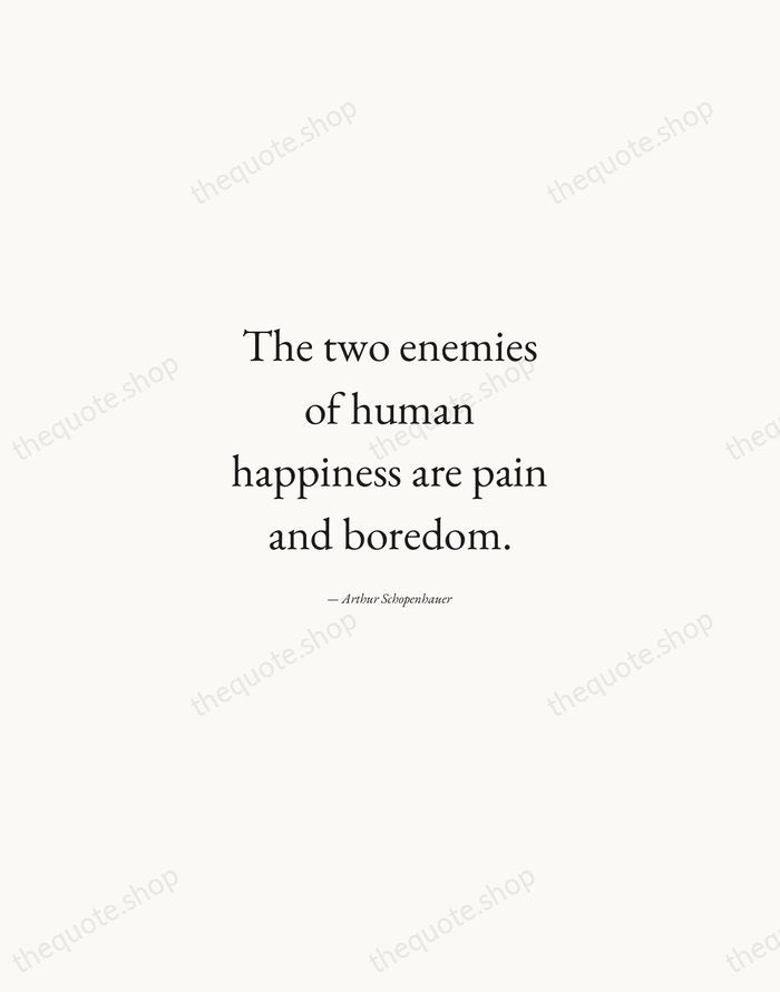 The two enemies of human happiness are pain and boredom. — Arthur Schopenhauer — Quiet Garamond