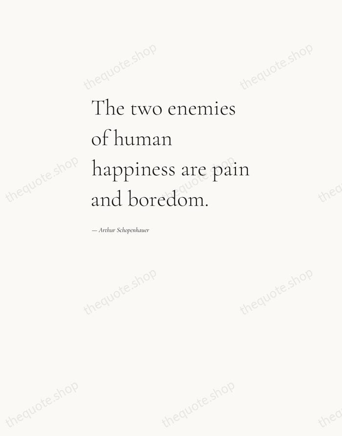 The two enemies of human happiness are pain and boredom. — Arthur Schopenhauer — Editorial Left Serif