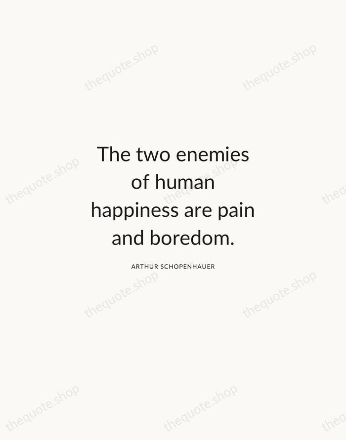 The two enemies of human happiness are pain and boredom. — Arthur Schopenhauer — Modern Sans Calm