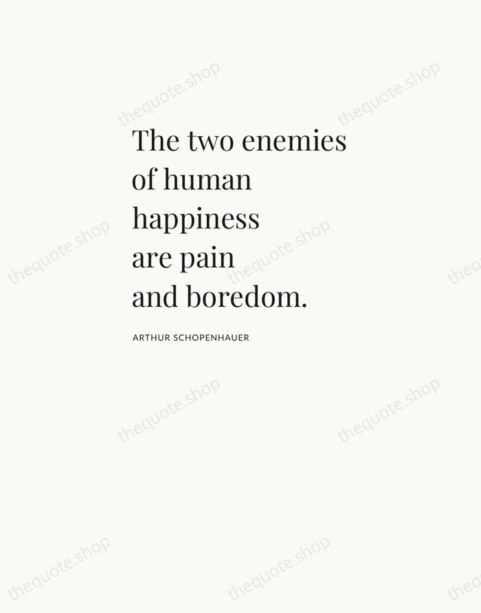 The two enemies of human happiness are pain and boredom. — Arthur Schopenhauer — Asymmetric Left