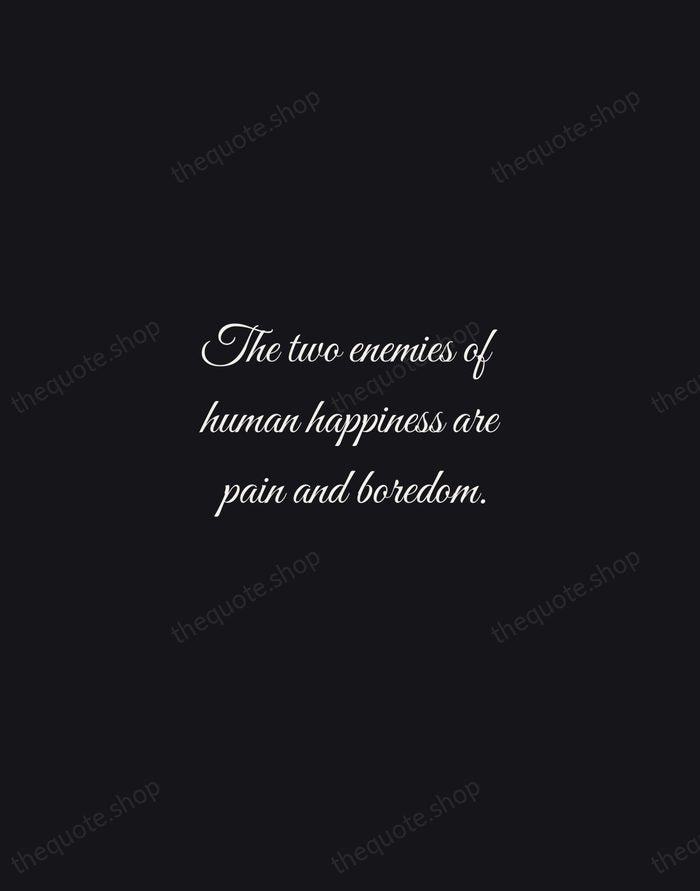 The two enemies of human happiness are pain and boredom. — Arthur Schopenhauer — Night Script