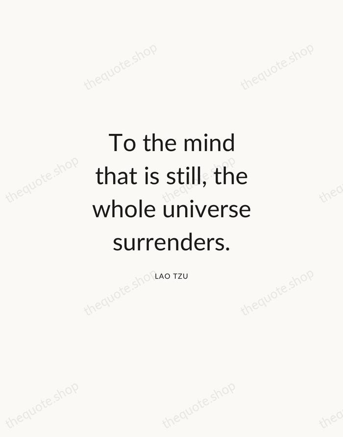 To the mind that is still, the whole universe surrenders. — Lao Tzu — Modern Sans Calm
