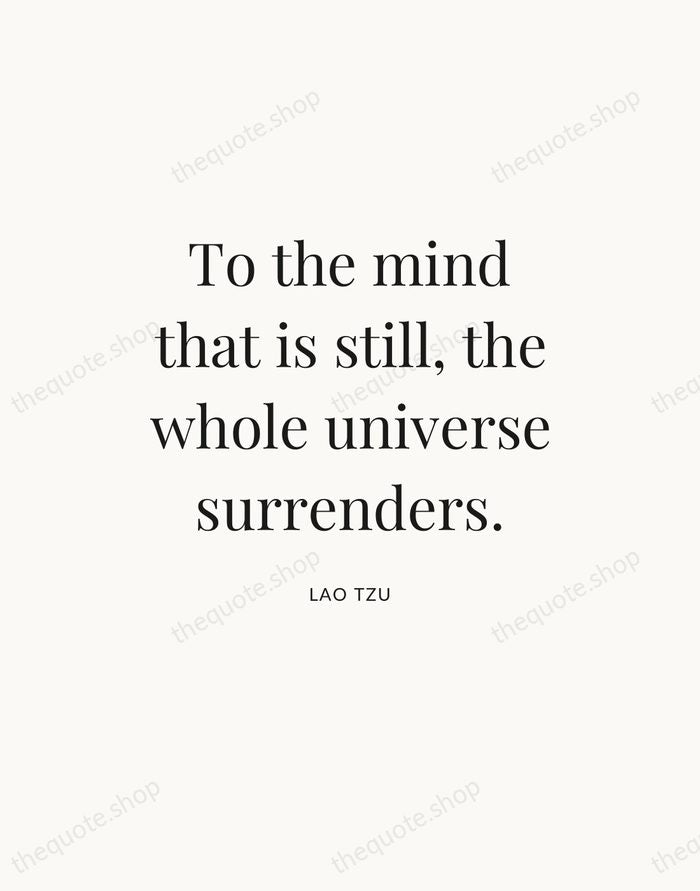 To the mind that is still, the whole universe surrenders. — Lao Tzu — Statement Serif
