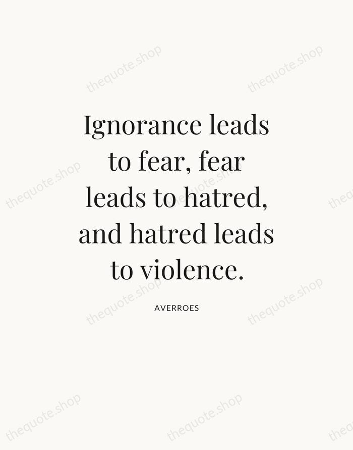 Ignorance leads to fear, fear leads to hatred, and hatred leads to… — Averroes — Statement Serif