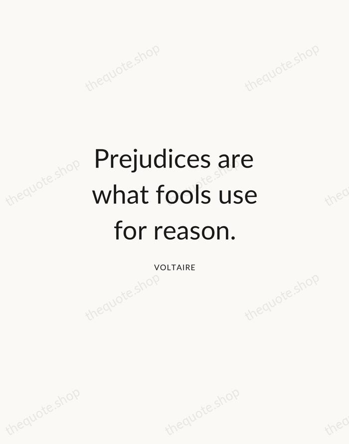 Prejudices are what fools use for reason. — Voltaire — Modern Sans Calm