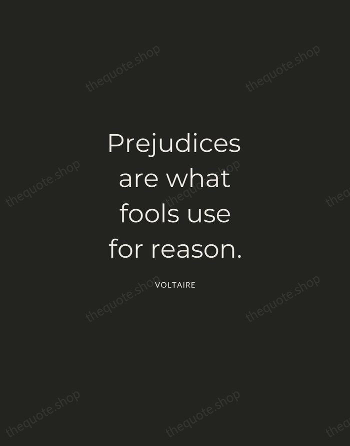 Prejudices are what fools use for reason. — Voltaire — Charcoal Sans