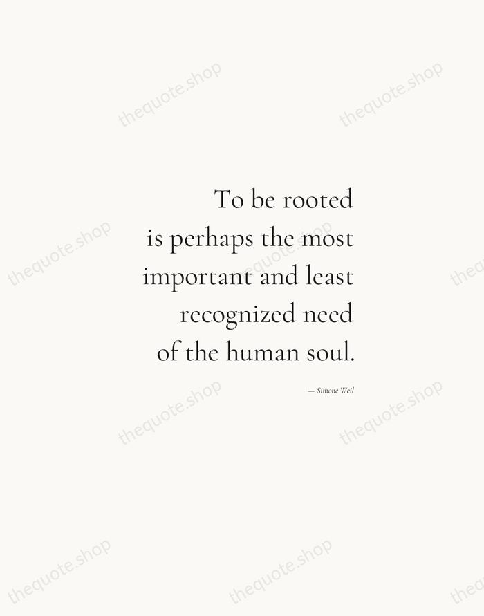To be rooted is perhaps the most important and least recognized need… — Simone Weil — Soft Serif Right