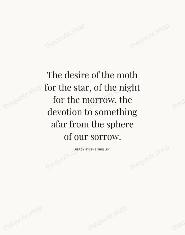 The desire of the moth for the star, of the night for… — Percy Bysshe Shelley | Printable Wall Art — Atelier Serif