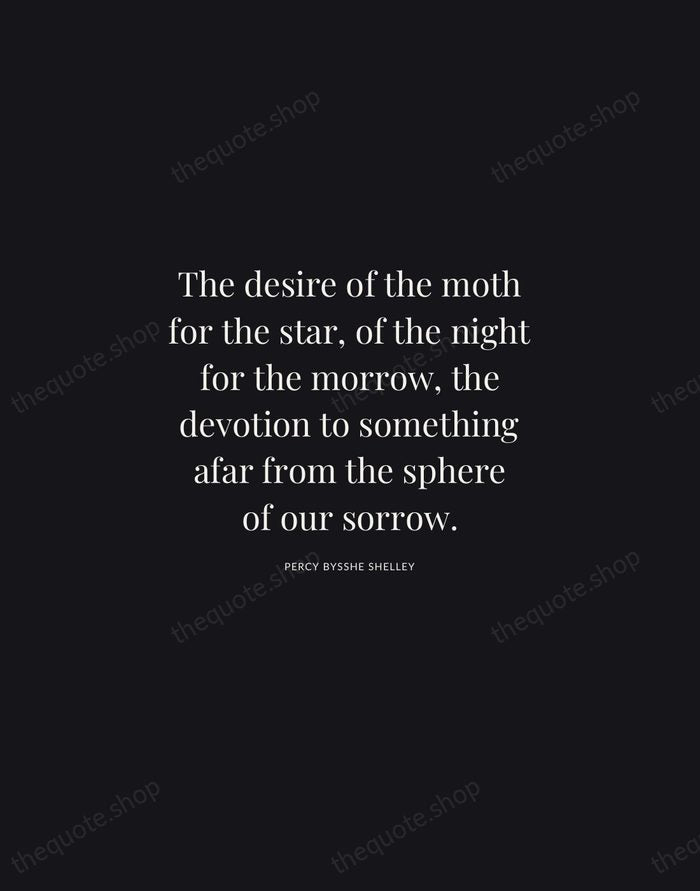 The desire of the moth for the star, of the night for… — Percy Bysshe Shelley | Printable Wall Art — Midnight Serif