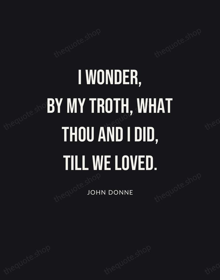 I wonder, by my troth, what thou and I did, till we… — John Donne | Printable Wall Art — Poster Condensed