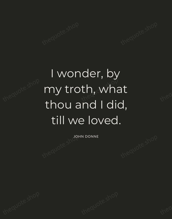 I wonder, by my troth, what thou and I did, till we… — John Donne — Charcoal Sans
