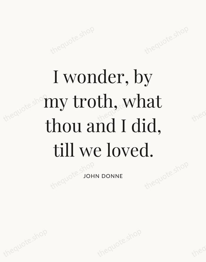 I wonder, by my troth, what thou and I did, till we… — John Donne — Statement Serif