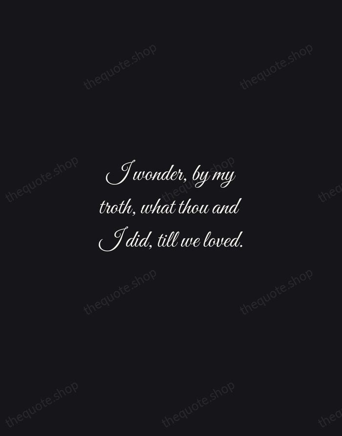 I wonder, by my troth, what thou and I did, till we… — John Donne — Night Script