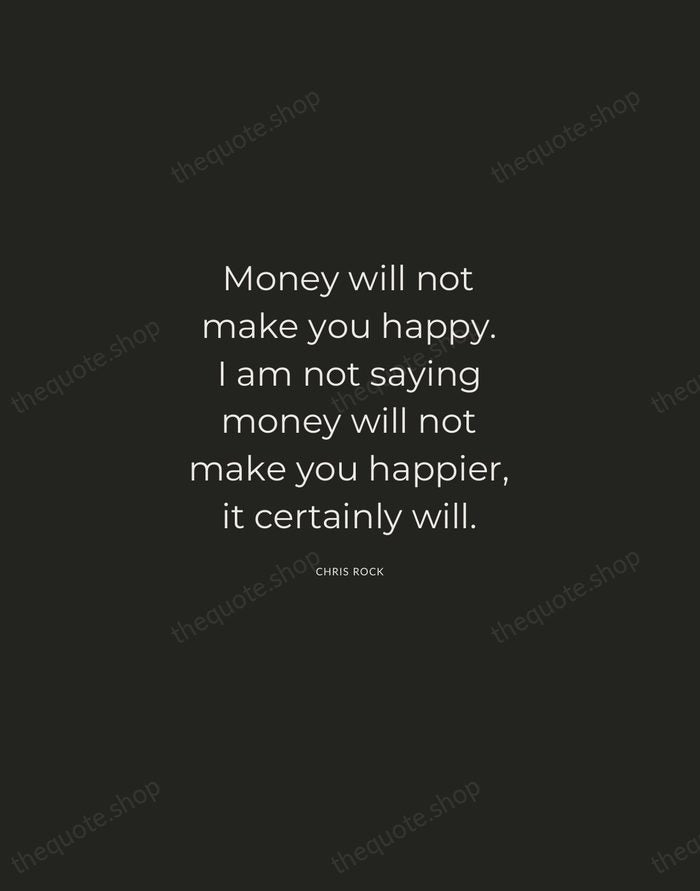 Money will not make you happy. I am not saying money will… — Chris Rock — Charcoal Sans