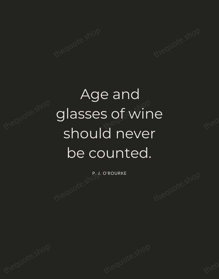 Age and glasses of wine should never be counted. — P. J. O'Rourke — Charcoal Sans