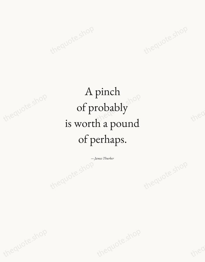 A pinch of probably is worth a pound of perhaps. — James Thurber — Quiet Garamond