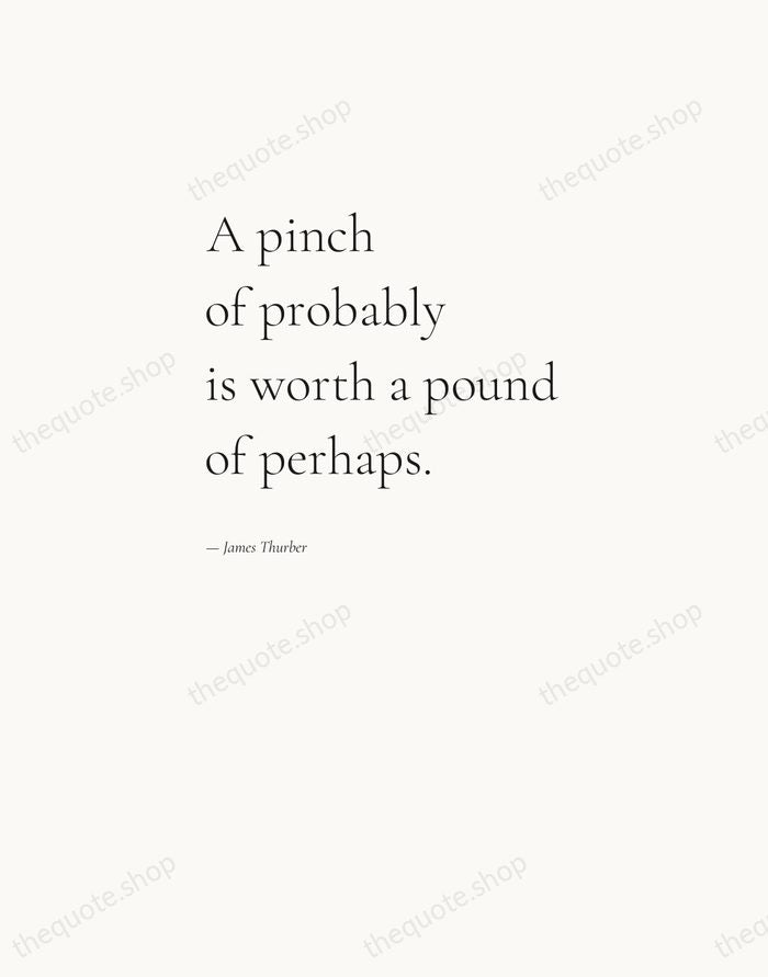 A pinch of probably is worth a pound of perhaps. — James Thurber — Editorial Left Serif