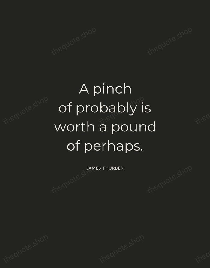 A pinch of probably is worth a pound of perhaps. — James Thurber — Charcoal Sans