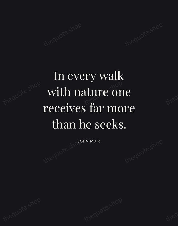 In every walk with nature one receives far more than he seeks. — John Muir | Printable Wall Art — Midnight Serif