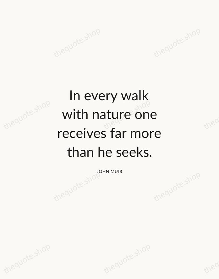 In every walk with nature one receives far more than he seeks. — John Muir — Modern Sans Calm