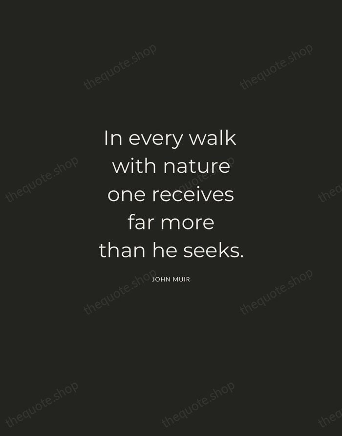 In every walk with nature one receives far more than he seeks. — John Muir — Charcoal Sans