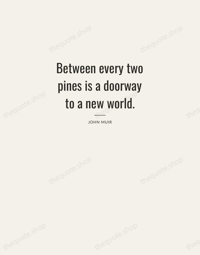 Between every two pines is a doorway to a new world. — John Muir — Letterpress Caps