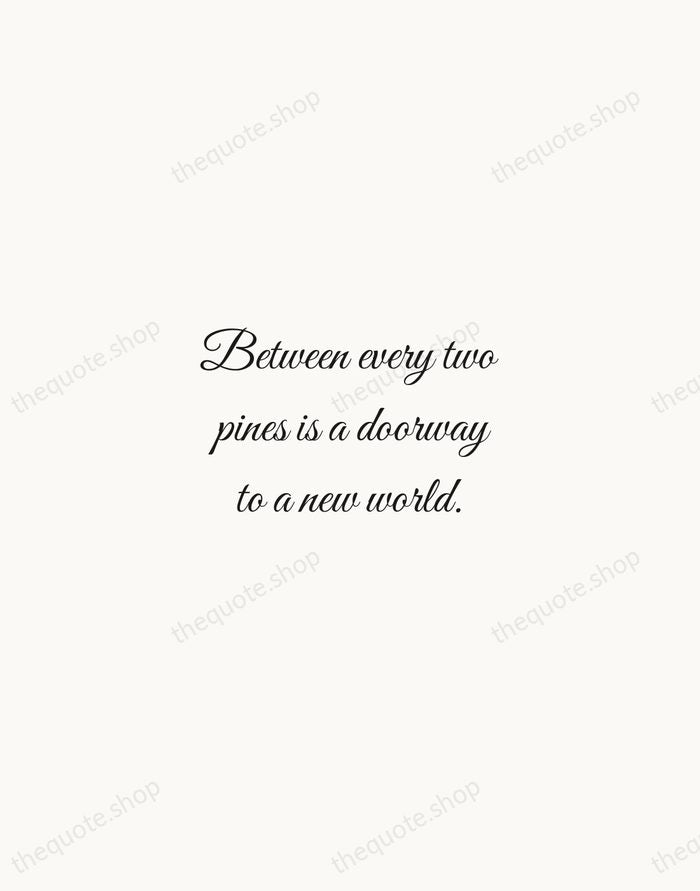 Between every two pines is a doorway to a new world. — John Muir — Script Whisper