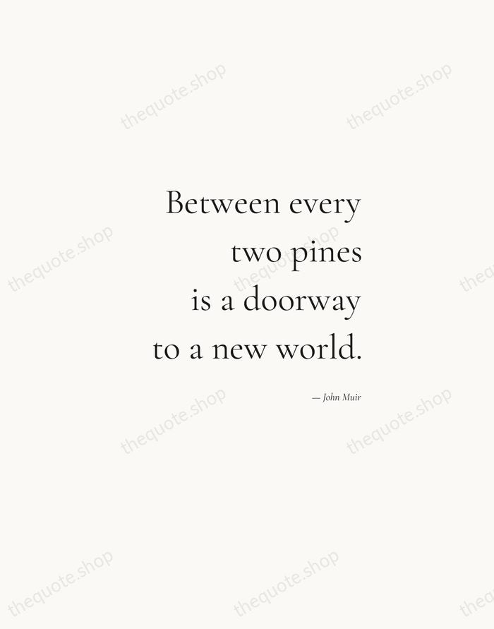 Between every two pines is a doorway to a new world. — John Muir — Soft Serif Right
