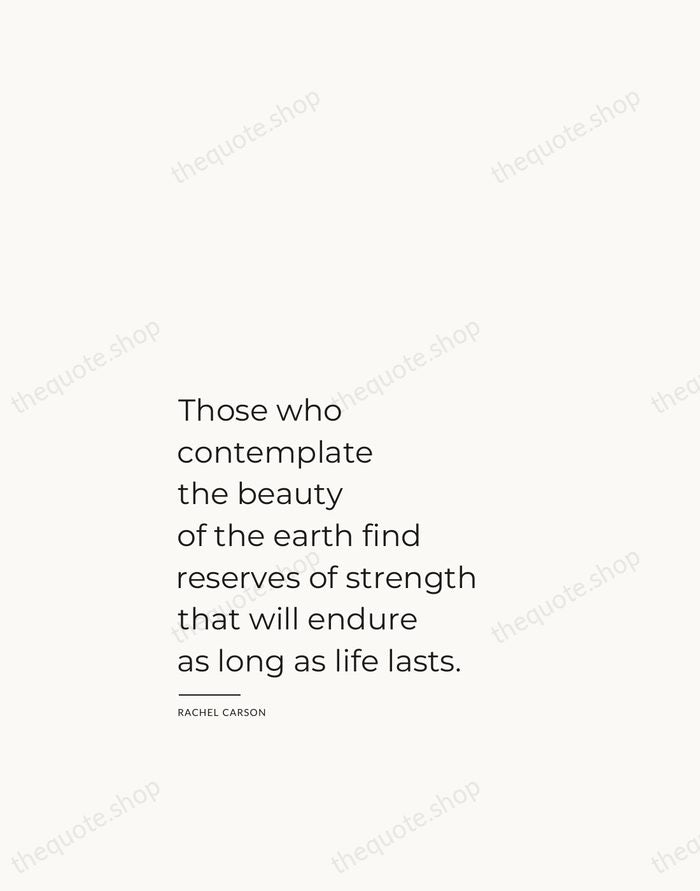 Those who contemplate the beauty of the earth find reserves of strength… — Rachel Carson — Studio Left
