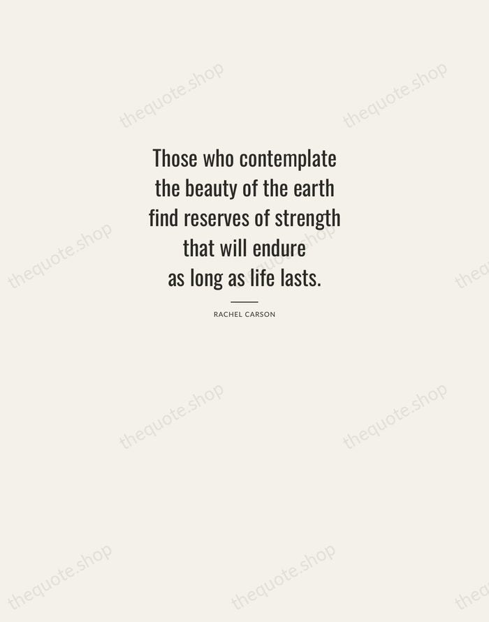 Those who contemplate the beauty of the earth find reserves of strength… — Rachel Carson — Letterpress Caps