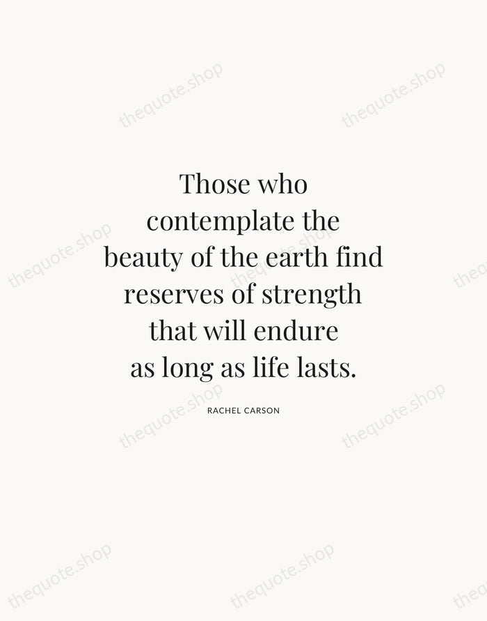 Those who contemplate the beauty of the earth find reserves of strength… — Rachel Carson — Statement Serif