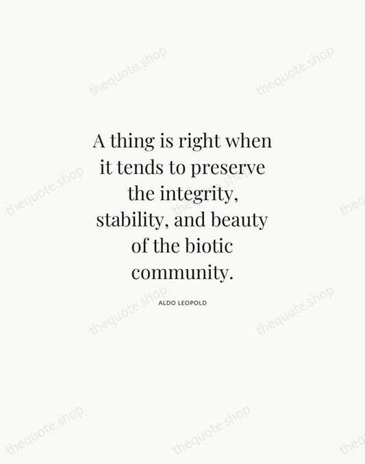A thing is right when it tends to preserve the integrity, stability… — Aldo Leopold | Printable Wall Art — Atelier Serif