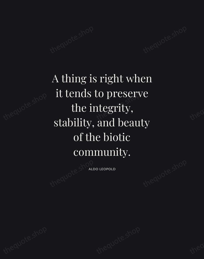A thing is right when it tends to preserve the integrity, stability… — Aldo Leopold | Printable Wall Art — Midnight Serif