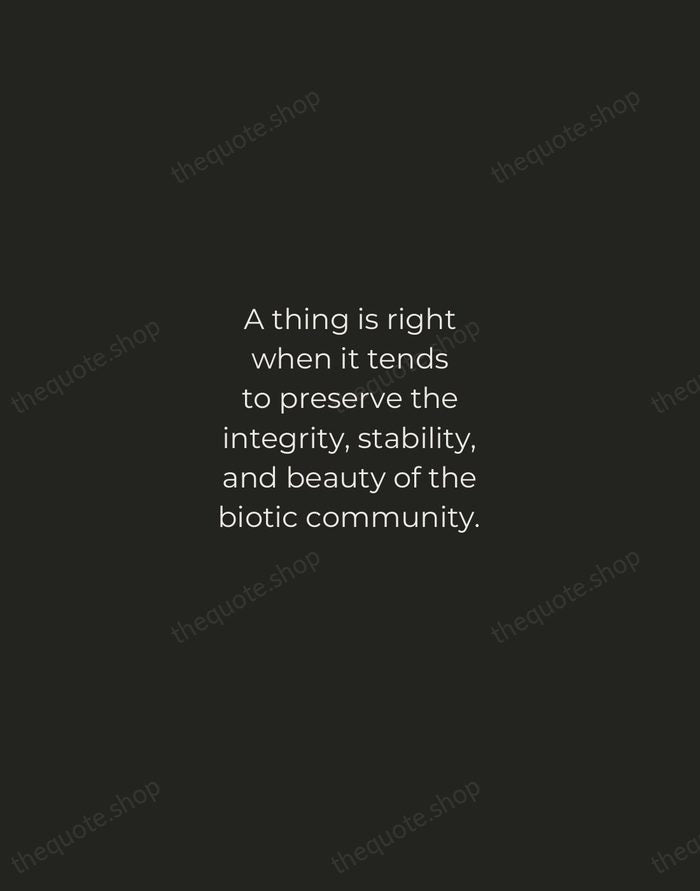 A thing is right when it tends to preserve the integrity, stability… — Aldo Leopold — Tracked Caps Unsigned