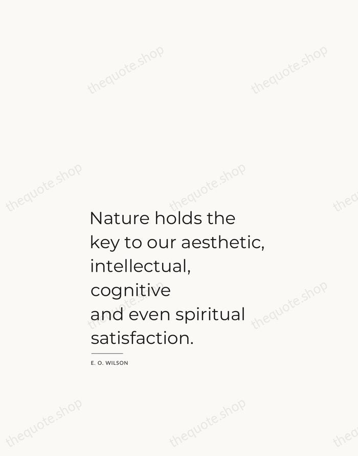 Nature holds the key to our aesthetic, intellectual, cognitive and even spiritual… — E. O. Wilson — Studio Left