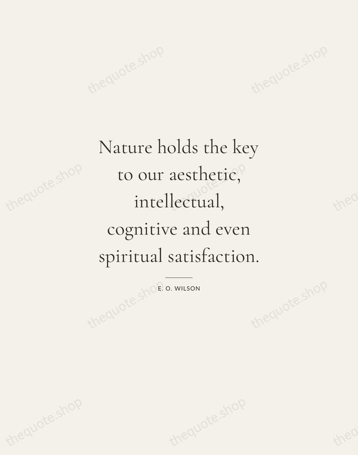 Nature holds the key to our aesthetic, intellectual, cognitive and even spiritual… — E. O. Wilson — Gallery Rule