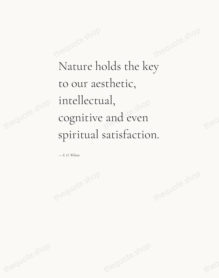 Nature holds the key to our aesthetic, intellectual, cognitive and even spiritual… — E. O. Wilson — Editorial Left Serif