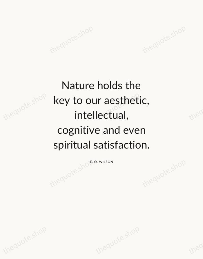 Nature holds the key to our aesthetic, intellectual, cognitive and even spiritual… — E. O. Wilson — Modern Sans Calm