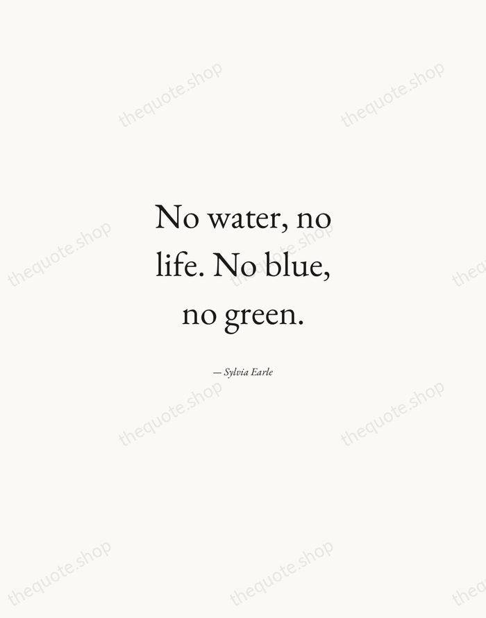 No water, no life. No blue, no green. — Sylvia Earle — Quiet Garamond