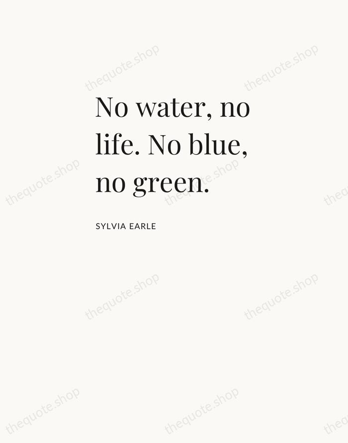 No water, no life. No blue, no green. — Sylvia Earle — Asymmetric Left