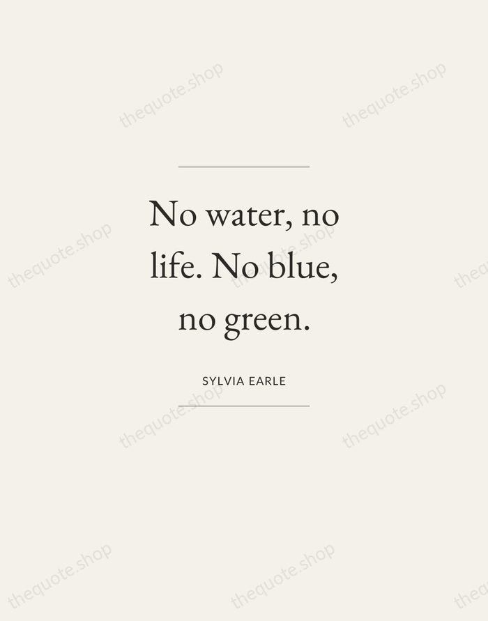 No water, no life. No blue, no green. — Sylvia Earle — Gallery Frame